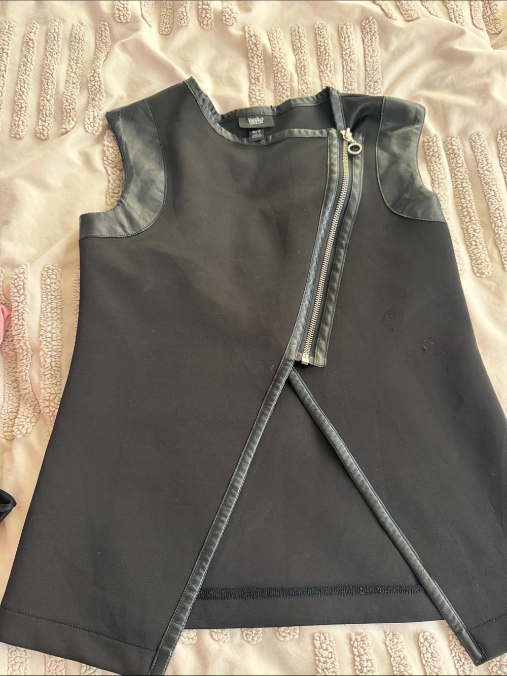 Black Sleeveless Asymmetric Zip Top